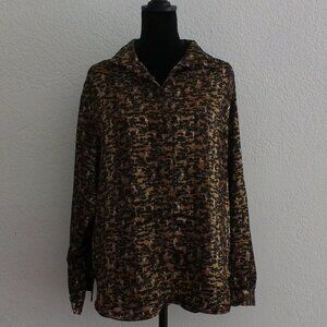 Dark Golden color with animal print blouse, shiny